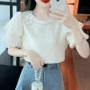 Summer short-sleeved chiffon T-shirt for women, 2024 new French youthful puffed sleeve top, with a unique design sense details Picture
